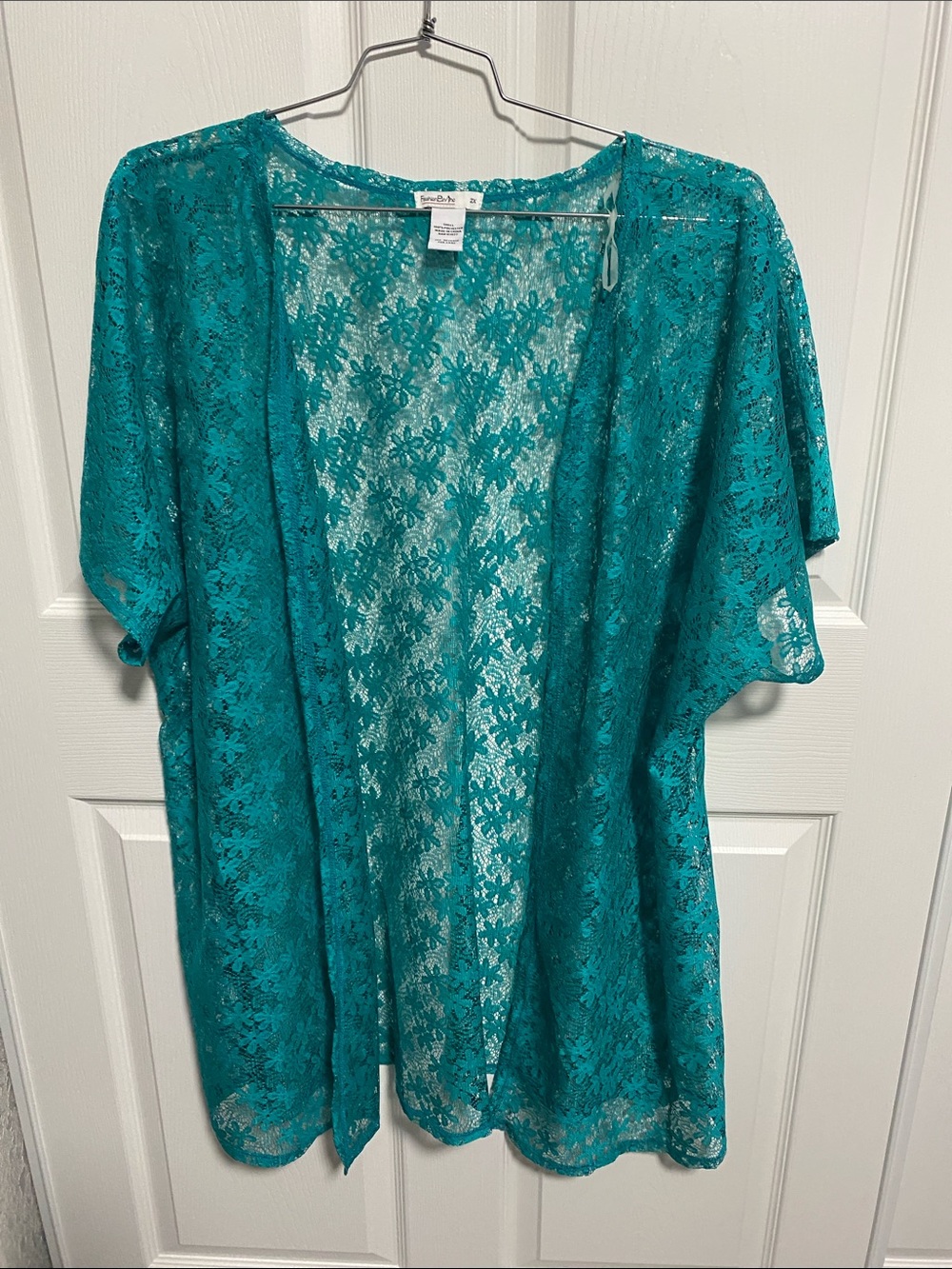 Teal Lace Open-Front Tunic Kimono